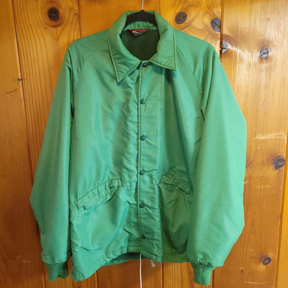 60s 70s true vtg Pla-Jac Dunbrooke Vintage Large Green Jacket with Fleece Lining
